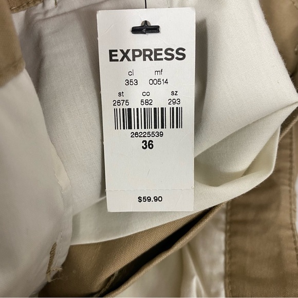 Express Mens Classic Fit At The Knee Shorts Size 36 Tan Belted Chino - Picture 5 of 11